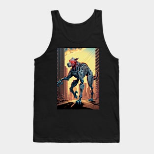 Giant futuristic robot cyborg dog attacking the city Tank Top